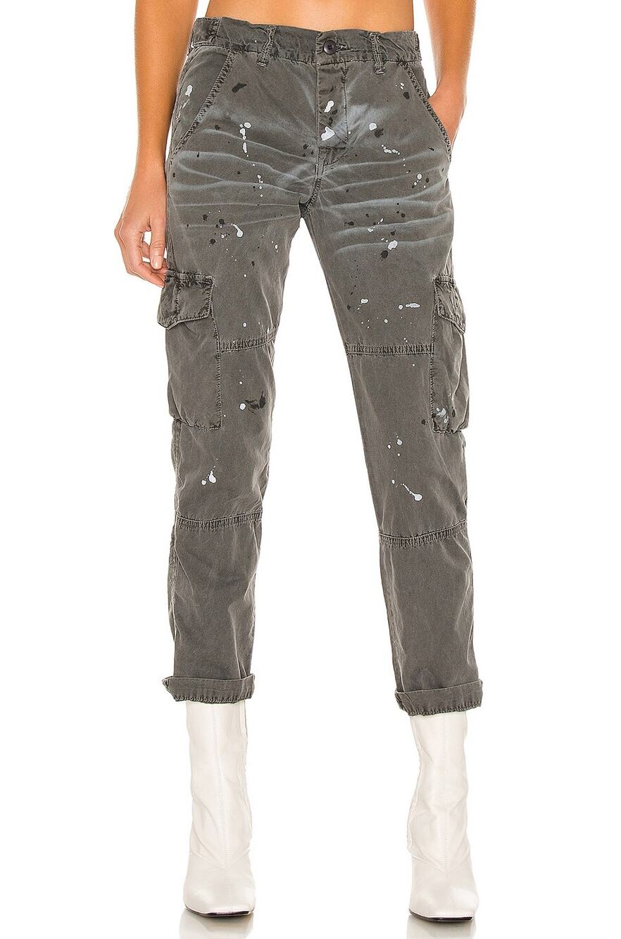 Nsf Distressed Pigment Black Painter Basquiat Cargo Pants Size 26